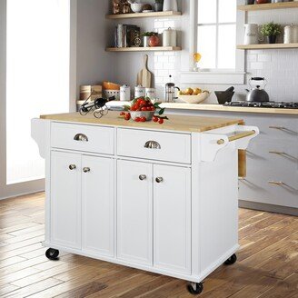 Calnod Natural Wood Top Kitchen Island with Storage