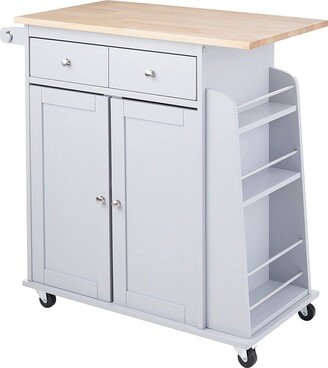 Kitchen Cart with Caster Wheels in Natural and Gray