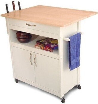 Wood Butcher Block Kitchen Cart in White