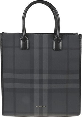 Round Top Handle Checked Tote