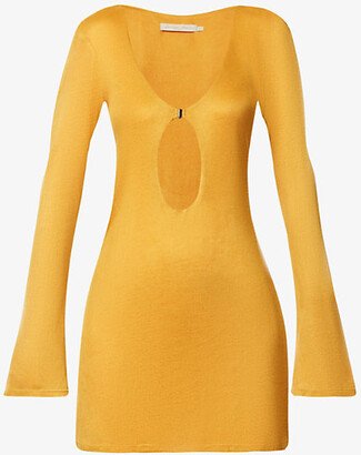 Savannah Morrow Savannah orrow Womens Sunshine Exclusive Gardenia Cut-out Knitted ini Dress