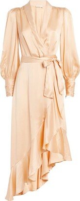 Silk Wrap Midi Dress-AI