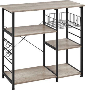 Kitchen Storage Rack with Basket/Hooks/Storage - Gray