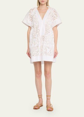 Camila Eyelet Short-Sleeve Mini Dress