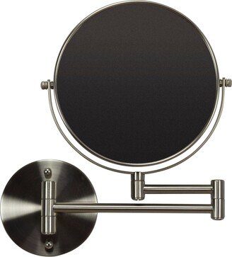 19.56-in. W Round Brass-Mirror Wall Mount Magnifying Mirror In Brushed Nickel Color - Brushed Nickel