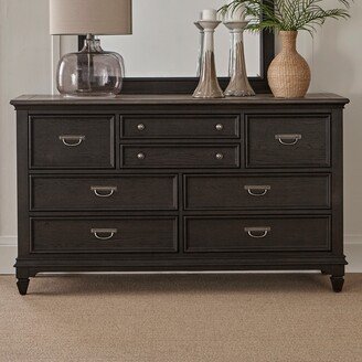 Allyson Park Wirebrushed Black Forest Ember Gray 8 Drawer Dresser