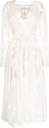 Guipure-lace semi-sheer midi dress