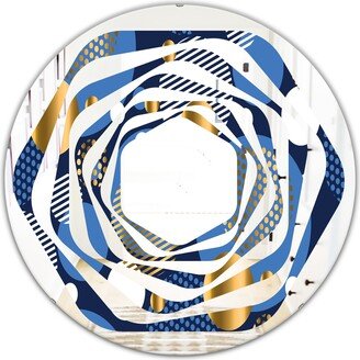 Designart 'Circular Abstract Retro Geometric XI' Printed Modern Round or Oval Wall Mirror - Whirl