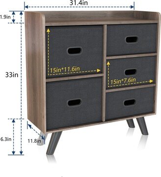 unbrand Dresser Organizer Cabinet with 5 Easy Pull Fabric Drawers