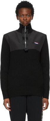 Black Cashmere Bidden Zip Turtleneck