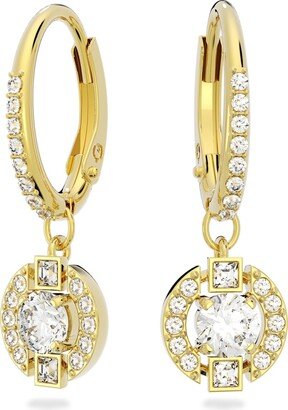 Sparkling Dance drop earrings, Round cut, White, Gold-tone plated