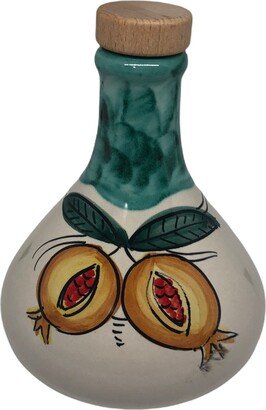 Limoncello Serving Bottle | Ceramic Decanter 8.5 Oz| Homemade Gifts Hand Painted Pomegranate Design Pottery Made in Italy