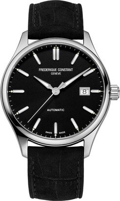 Men's Swiss Automatic Classic Index Black Leather Strap Watch 40mm