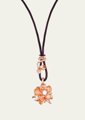 Susan Gordon 20K Rose Gold Pearl Flower Globe on Cord with Leaf and Bug Slide Necklace