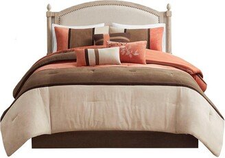 Gracie Mills Palisades 7 Piece Comforter Set, Coral - California King