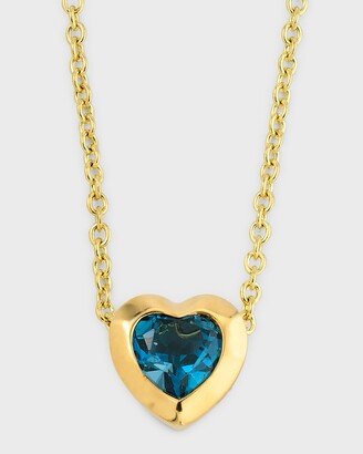 18K Rock Candy Caramella Heart Pendant in London Blue Topaz, 16-18L