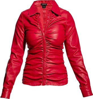 Rouge Stretch Leather Blouse