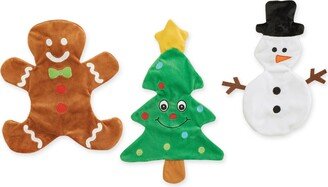 Collections Etc Stuffing Free Holiday Character Dog Toys - Set of 3