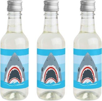 Big Dot Of Happiness Shark Zone - Mini Wine Bottle Label Stickers - Jawsome Party Favor Gift - 16 Ct