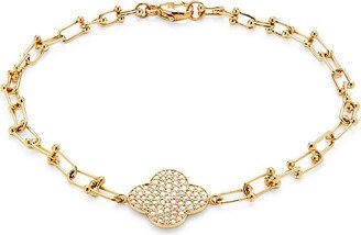 Saks Fifth Avenue Made in Italy Saks Fifth Avenue Women's 14K Yellow Gold & 0.50 TCW Diamond Clover Bracelet