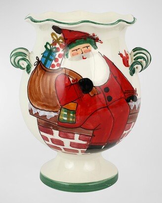 Old St. Nick Handled Cachepot with Gifts