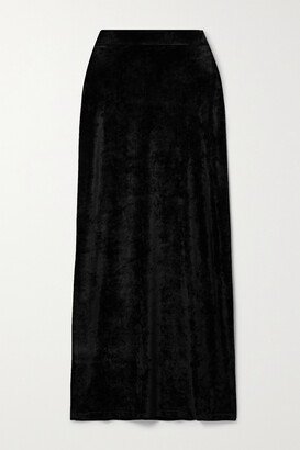 Velvet Maxi Skirt - Black-AA