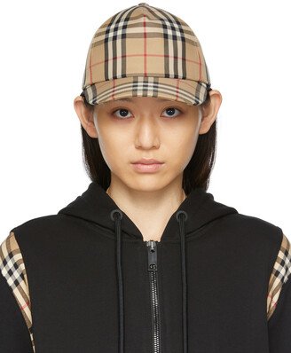 Beige Vintage Check Logo Appliqué Baseball Cap