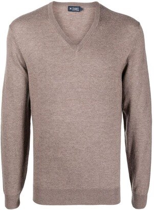 ribbed-knit V-neck sweater-AB