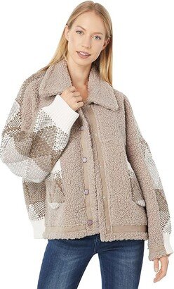 Sweater/Sherpa Button Front Jacket (Comfort Queen) Women's Clothing