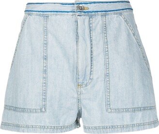 Embroidered-Logo Denim Shorts-AA