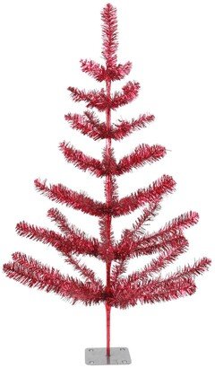 Northlight 3' Red Tinsel Pine Artificial Christmas Twig Tree - Unlit