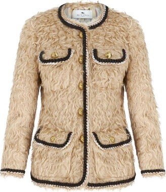 Rope-Trim Shearling Jacket