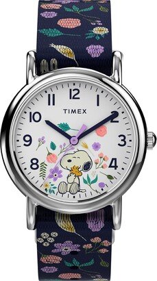 Womens Watch Peanuts Weekender Casual Ladies Wristwatch - Featuring Snoopy and Woodstock in a Floral Motif