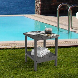 Outdoor Grey Rectangular HDPE Plastic Double Side Table