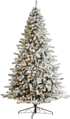 9-ft Flocked Rock Springs Spruce Christmas Tree with 650 LED Lights and 1550 Bendable Branches