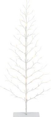 GIL 5-Foot High White Electric 2-D Tree with Warm White LED Lights and Outdoor Adapter