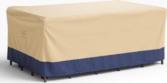 Patio Furniture Cover with Padded Handle and Click-Close Straps - Beige-Blue