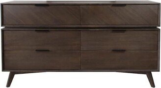 65 Acacia Solid Wood Six Drawer Double Dresser-AA