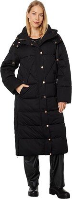 Rose Gold Hardware Longline Puffer (Black) Women's Coat