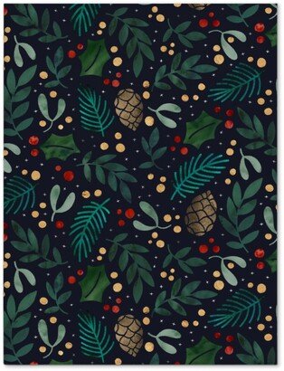 Journals: Christmas Florals - Dark Green Journal, Green