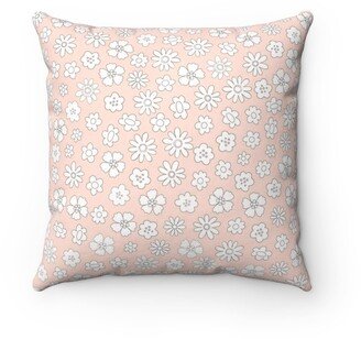 Farmhouse Spring Floral Pillow, Flowers Pillow Cover, Gift, Decor, Spring, Seasonal Green With Pink-AA