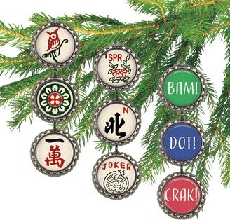 Mahjong Ornament, Christmas Mahjong Player Gift, Bam Dot Crak, Mah Jongg Tile, Bottle Cap Ornament