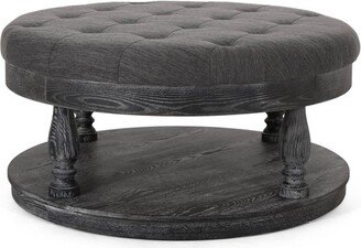 Hewlett Contemporary Fabric Round Ottoman