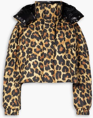Cropped hooded leopard-print shell jacket