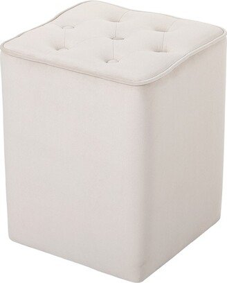 Tufted Square Velvet Ottoman Foot Stool - Tan