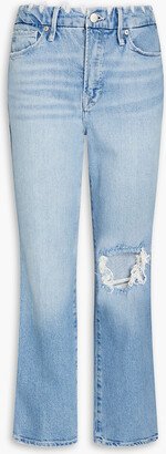 Distressed high-rise straight-leg jeans-AA