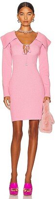 Knitted Long Sleeve Dress in Pink