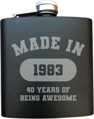 Personalized Flask Engraved Steel 40Th Birthday Gift Made in 1983 Custom Text, Sets Available