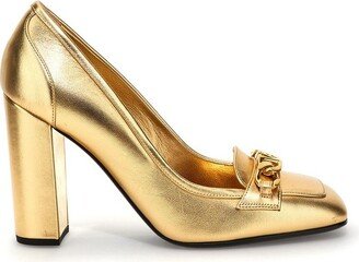 VLogo Chain-Linked Square Toe Pumps
