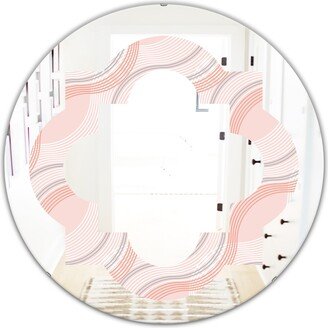 Designart 'Pink Elegant Pastel Waves' Printed Modern Round or Oval Wall Mirror - Quatrefoil